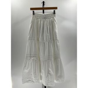 Quince White Tiered Maxi Skirt